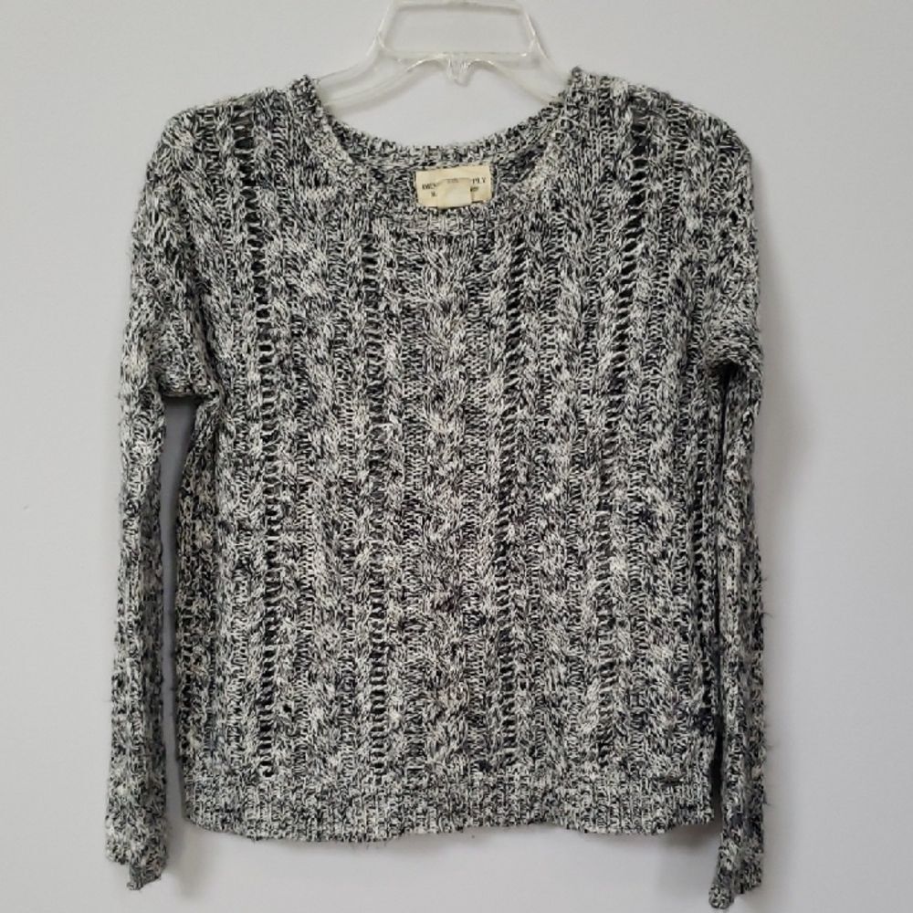 Ralph Lauren Denim & Supply Womens S Black & White Cable Knit Fisherman Sweater